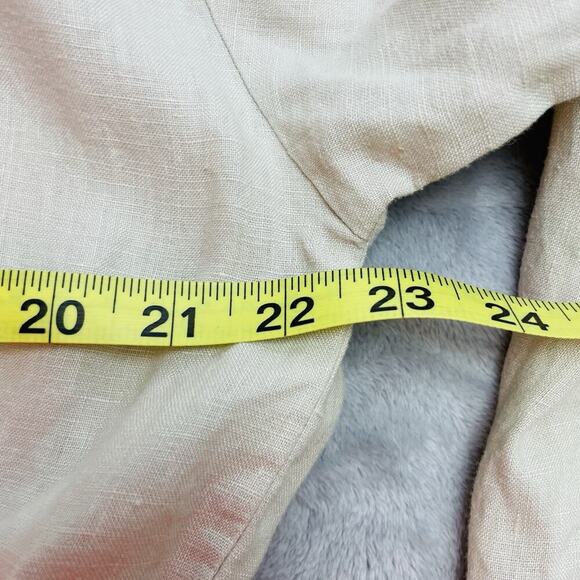 Ellen Tracy 100% Linen Anorak Jacket Womens L Beige Full Zip Roll Tab Sleeve - Picture 8 of 9